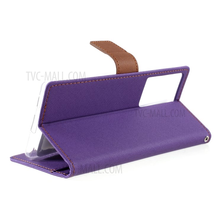 ROAR Wallet Stand Design Twill Grain Folio Flip Leather Case Cover for Samsung Galaxy S21 Ultra - Purple-8