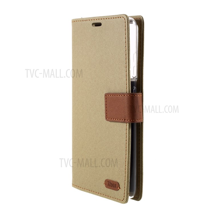 ROAR Wallet Stand Design Twill Grain Folio Flip Leather Case Cover for Samsung Galaxy S21 Ultra 5G - Khaki-2