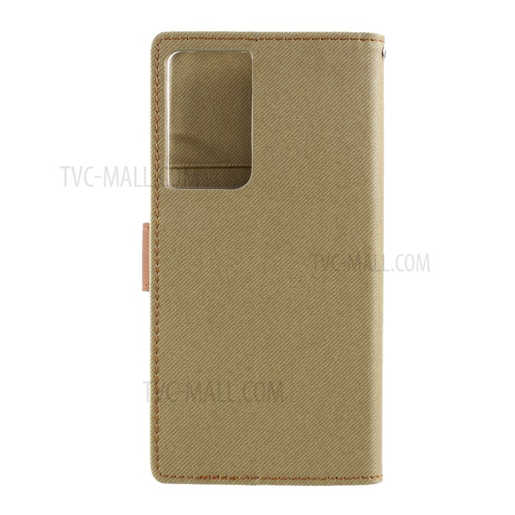 ROAR Wallet Stand Design Twill Grain Folio Flip Leather Case Cover for Samsung Galaxy S21 Ultra 5G - Khaki-3