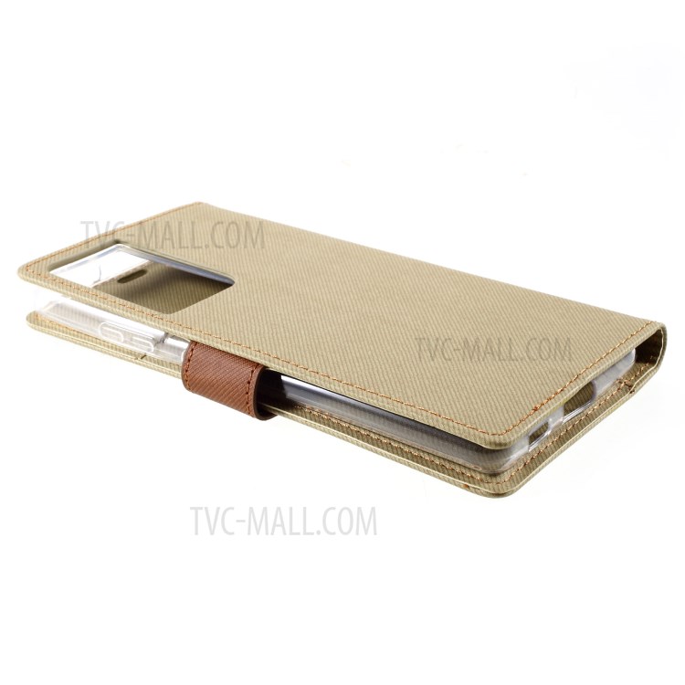ROAR Wallet Stand Design Twill Grain Folio Flip Leather Case Cover for Samsung Galaxy S21 Ultra 5G - Khaki-5