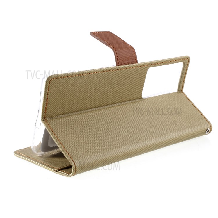 ROAR Wallet Stand Design Twill Grain Folio Flip Leather Case Cover for Samsung Galaxy S21 Ultra 5G - Khaki-8
