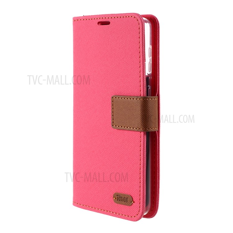 ROAR Twill Grain Cloth Texture Leather Wallet Stand Cover Case for Samsung Galaxy S21 - Rose-2