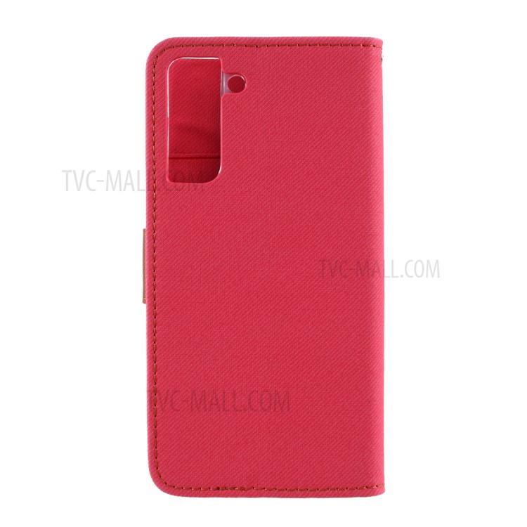 ROAR Twill Grain Cloth Texture Leather Wallet Stand Cover Case for Samsung Galaxy S21 - Rose-3