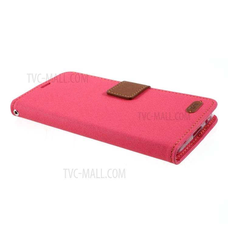 ROAR Twill Grain Cloth Texture Leather Wallet Stand Cover Case for Samsung Galaxy S21 - Rose-4