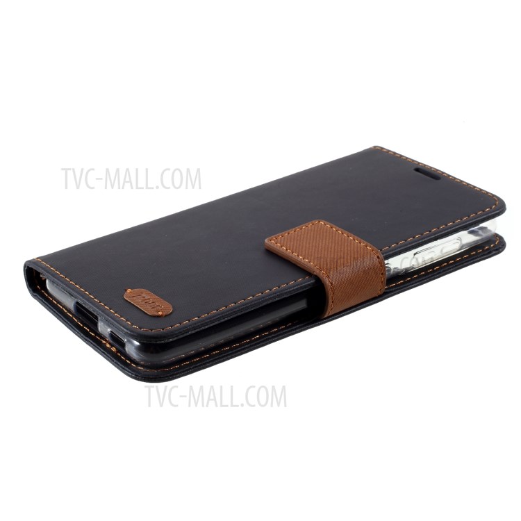 ROAR Twill Grain Cloth Texture Leather Wallet Stand Cover Case for Samsung Galaxy S21 5G - Black-5