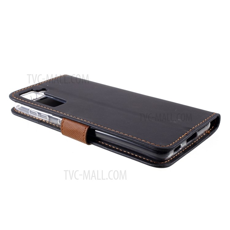 ROAR Twill Grain Cloth Texture Leather Wallet Stand Cover Case for Samsung Galaxy S21 5G - Black-6