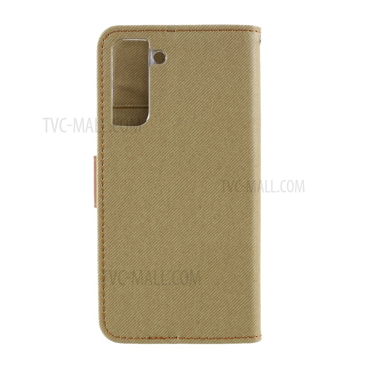 ROAR Twill Grain Cloth Texture Leather Wallet Stand Cover Case for Samsung Galaxy S21 5G - Khaki-3
