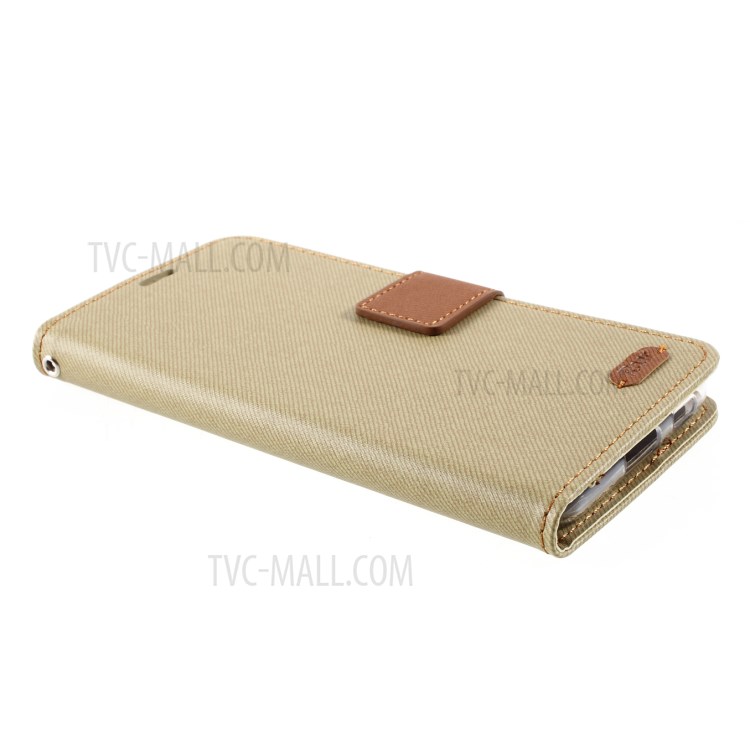 ROAR Twill Grain Cloth Texture Leather Wallet Stand Cover Case for Samsung Galaxy S21 5G - Khaki-4