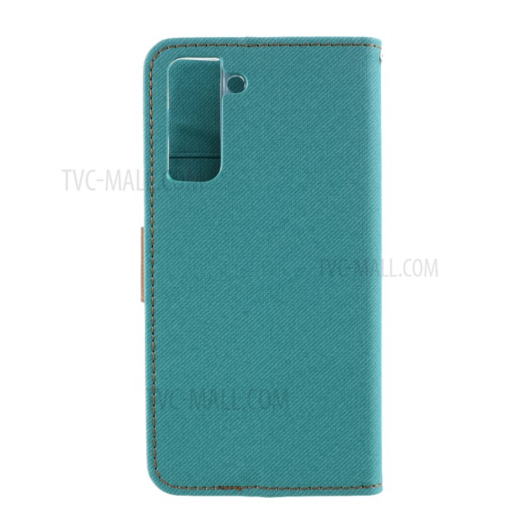 ROAR Twill Grain Cloth Texture Leather Wallet Stand Cover Case for Samsung Galaxy S21 5G - Green-3