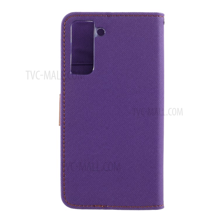 ROAR Twill Grain Cloth Texture Leather Wallet Stand Cover Case for Samsung Galaxy S21 5G - Purple-3
