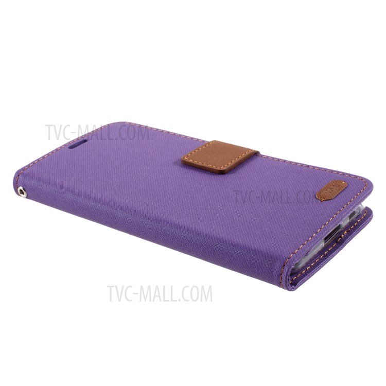 ROAR Twill Grain Cloth Texture Leather Wallet Stand Cover Case for Samsung Galaxy S21 5G - Purple-4
