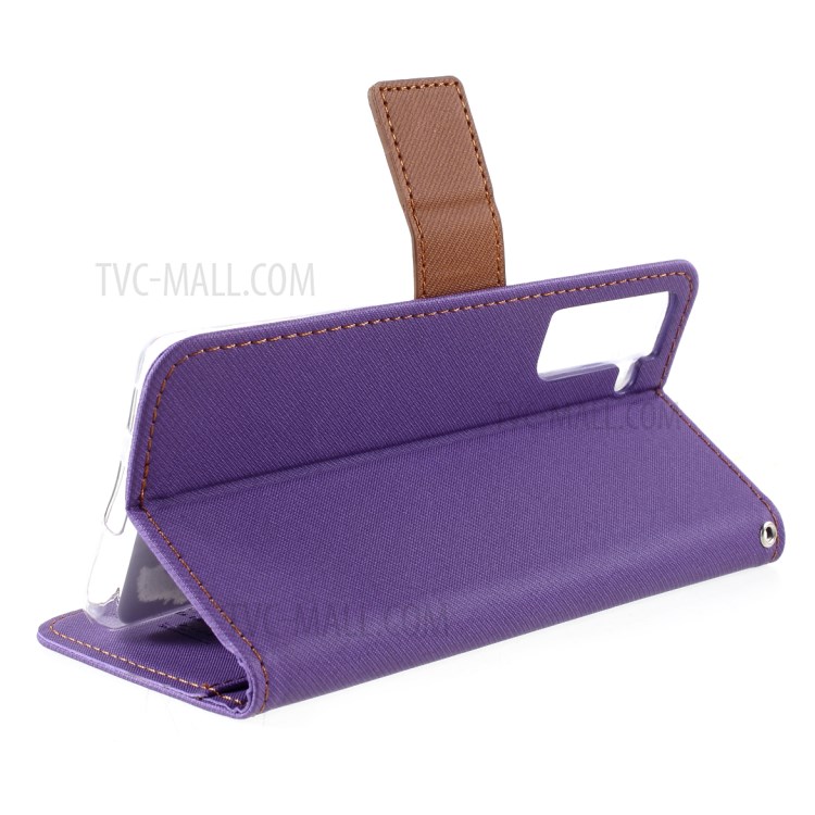 ROAR Twill Grain Cloth Texture Leather Wallet Stand Cover Case for Samsung Galaxy S21 5G - Purple-8
