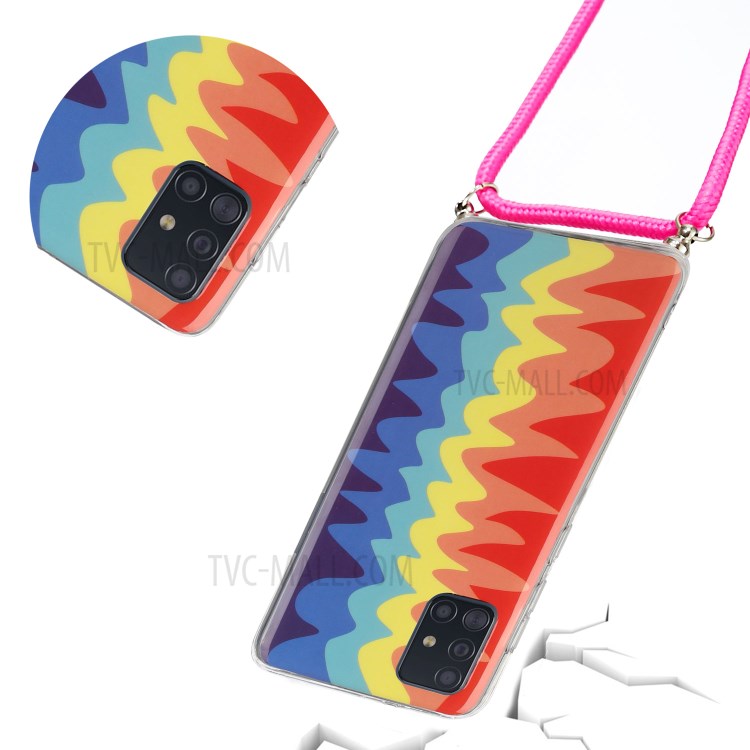 Padrão De Arco-íris IMD Soft Tpu Tampa Protetora Com 60 Polegadas Para Samsung Galaxy A51 5G SM-A516 - Arco-íris De Onda-3