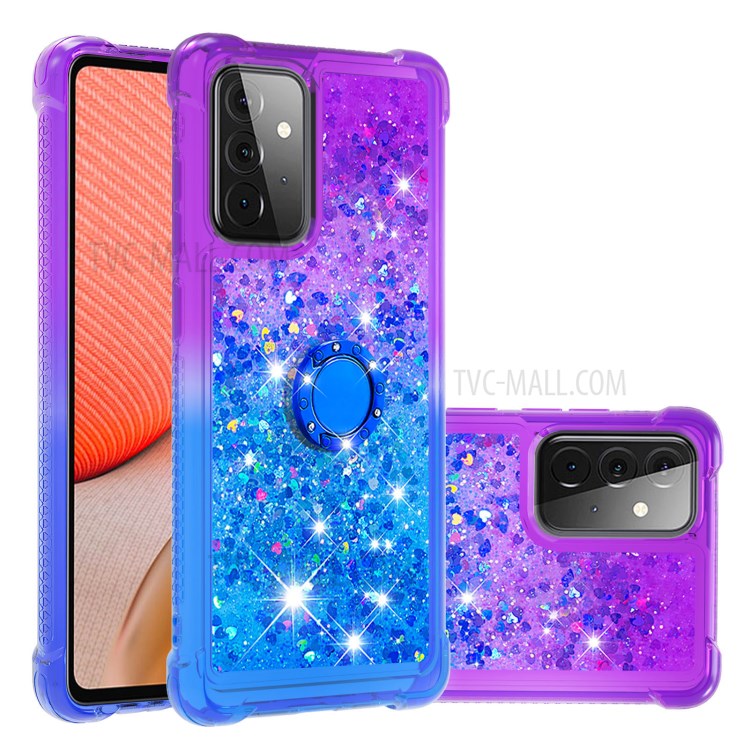 Shockproof Gradient Quicksand Kickstand TPU Shell for Samsung Galaxy A72 5G - Purple/Blue-1
