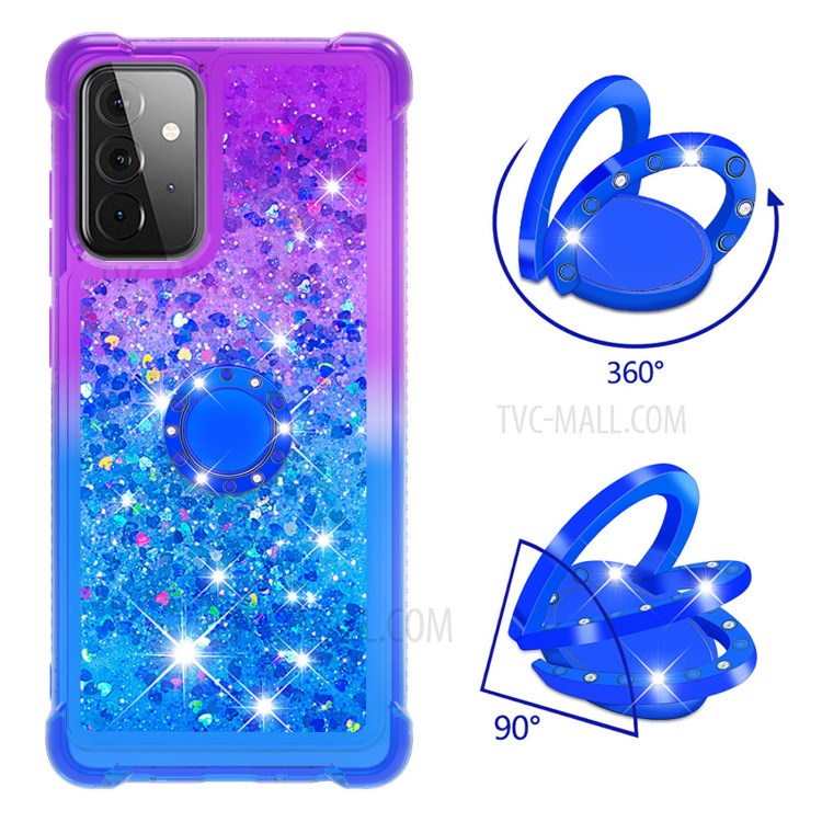 Shockproof Gradient Quicksand Kickstand TPU Shell for Samsung Galaxy A72 5G - Purple/Blue-2