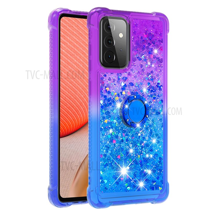 Shockproof Gradient Quicksand Kickstand TPU Shell for Samsung Galaxy A72 5G - Purple/Blue-3
