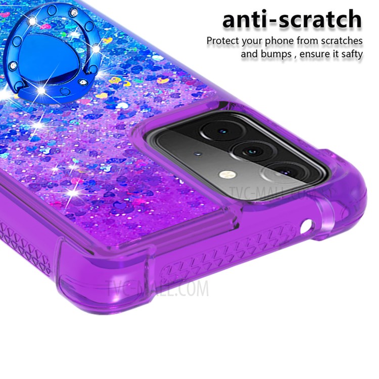 Shockproof Gradient Quicksand Kickstand TPU Shell for Samsung Galaxy A72 5G - Purple/Blue-4