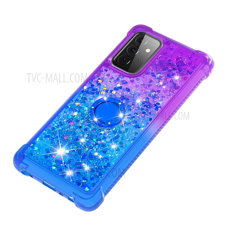 Shockproof Gradient Quicksand Kickstand TPU Shell for Samsung Galaxy A72 5G - Purple/Blue-6