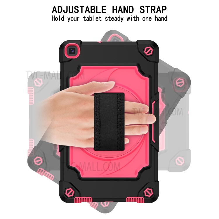 Shockproof PC and Silicone Tablet Case with Kickstand for Samsung Galaxy Tab A 8.0 Wi-Fi (2019) SM-T290 - Black/Rose-3