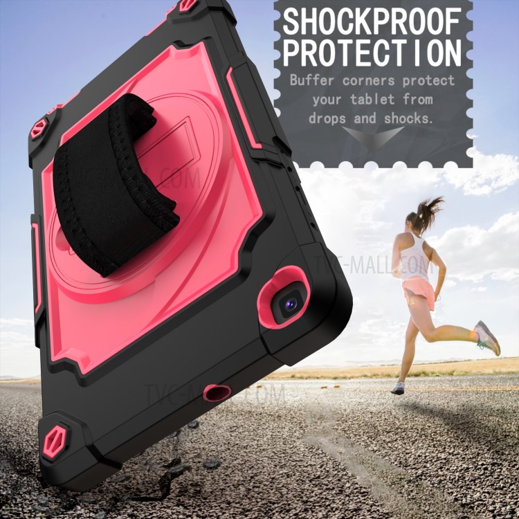 Shockproof PC and Silicone Tablet Case with Kickstand for Samsung Galaxy Tab A 8.0 Wi-Fi (2019) SM-T290 - Black/Rose-4