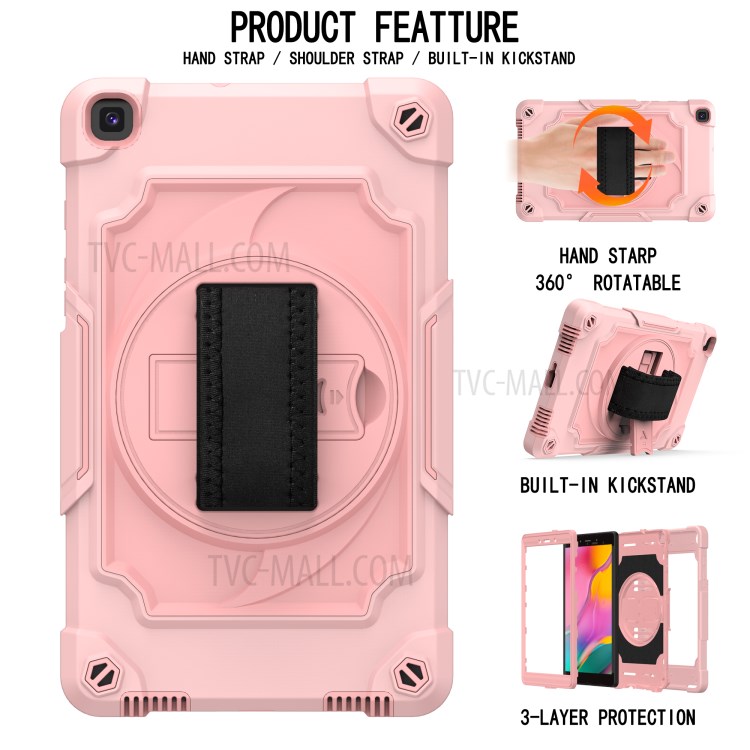 Shockproof PC and Silicone Tablet Case with Kickstand for Samsung Galaxy Tab A 8.0 Wi-Fi (2019) SM-T290 - Pink-2