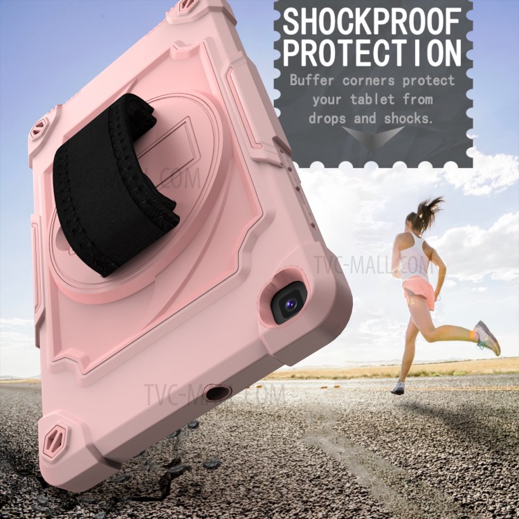 Shockproof PC and Silicone Tablet Case with Kickstand for Samsung Galaxy Tab A 8.0 Wi-Fi (2019) SM-T290 - Pink-4