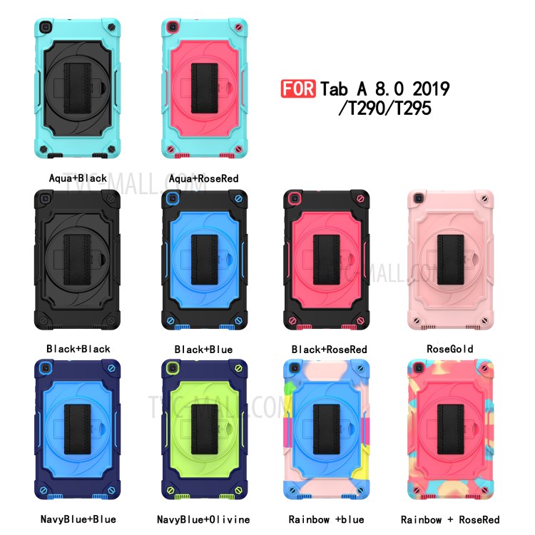Shockproof PC and Silicone Tablet Case with Kickstand for Samsung Galaxy Tab A 8.0 Wi-Fi (2019) SM-T290 - Pink-5