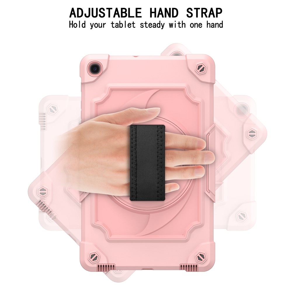 PC and Silicone Tablet Case with 360° Swivel Hand Strap Kickstand for Samsung Galaxy Tab A 10.1 (2019) T515 - Pink-3