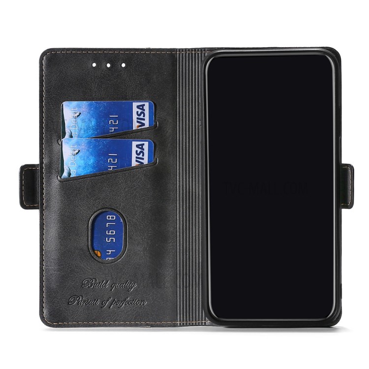 Card Slot Leather Mobile Phone Case with Color Splicing Design for Samsung Galaxy A42 5G - Grey/Black-5