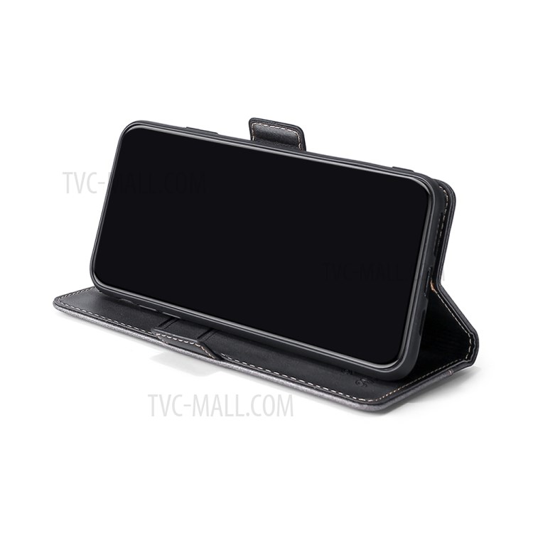Card Slot Leather Mobile Phone Case with Color Splicing Design for Samsung Galaxy A42 5G - Grey/Black-6