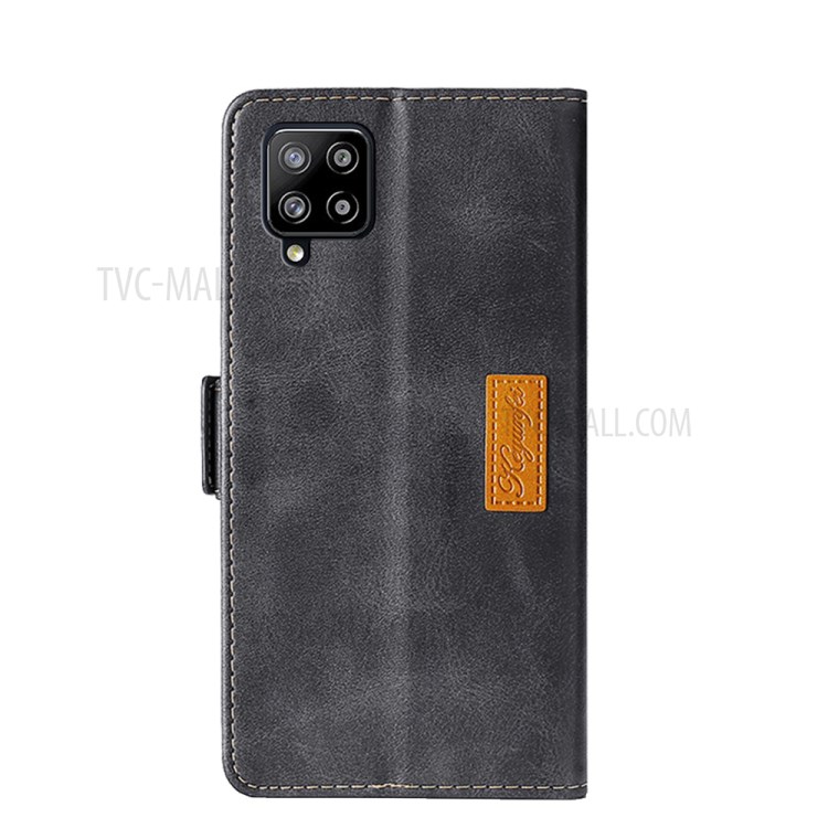 Card Slot Leather Mobile Phone Case with Color Splicing Design for Samsung Galaxy A42 5G - Grey/Black-7