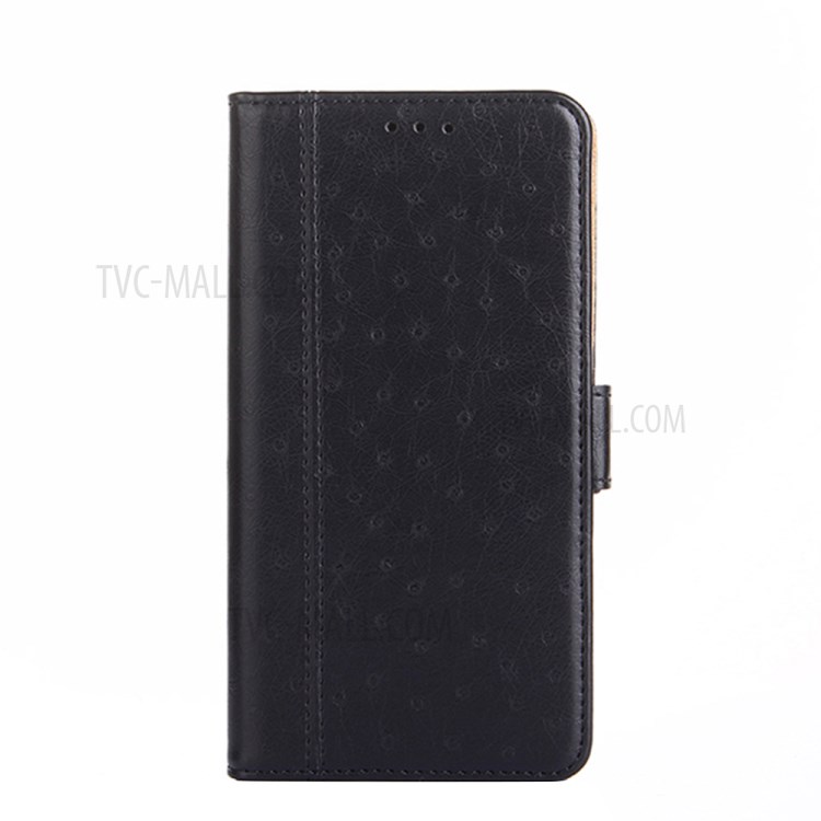 Ostrich Texture Leather Phone Case with Stand for Samsung Galaxy A42 5G Wallet Design Cover - Black-1
