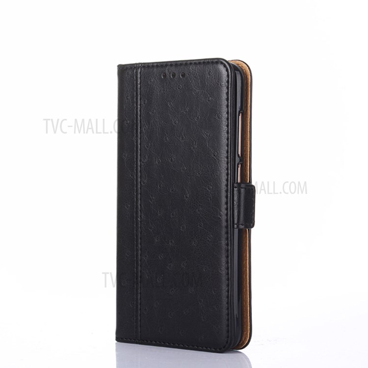 Ostrich Texture Leather Phone Case with Stand for Samsung Galaxy A42 5G Wallet Design Cover - Black-2