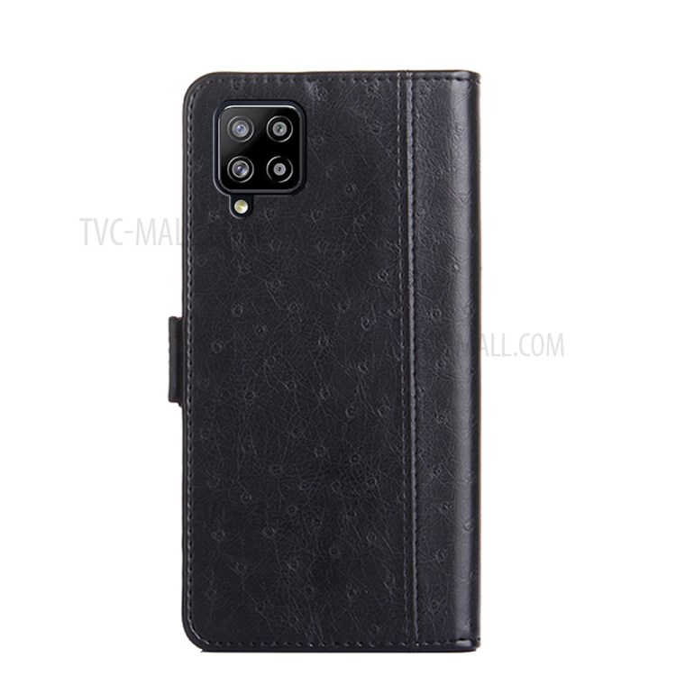 Ostrich Texture Leather Phone Case with Stand for Samsung Galaxy A42 5G Wallet Design Cover - Black-4