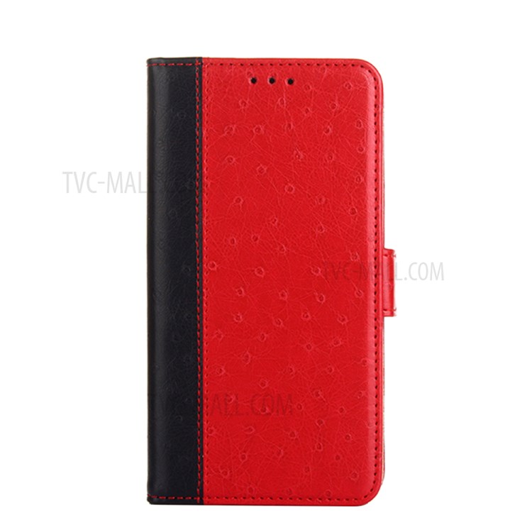 Ostrich Texture Leather Phone Case with Stand for Samsung Galaxy A42 5G Wallet Design Cover - Red-1