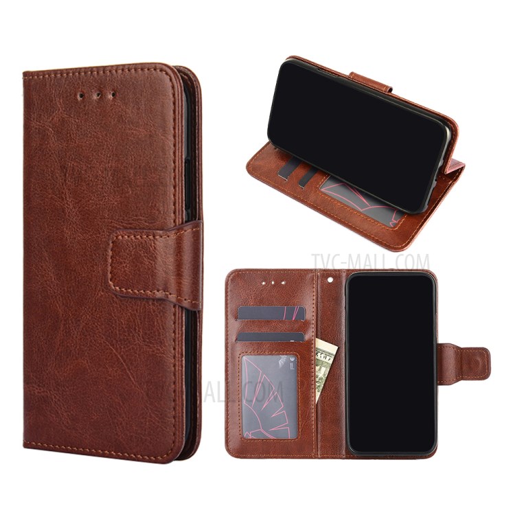 PU Leather Case Cover for Samsung Galaxy A42 5G Wallet Stand Design Protective Shell - Brown-1