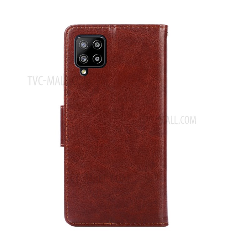 PU Leather Case Cover for Samsung Galaxy A42 5G Wallet Stand Design Protective Shell - Brown-11