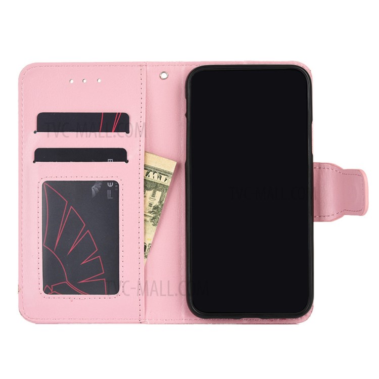 PU Leather Case Cover for Samsung Galaxy A42 5G Wallet Stand Design Protective Shell - Pink-6