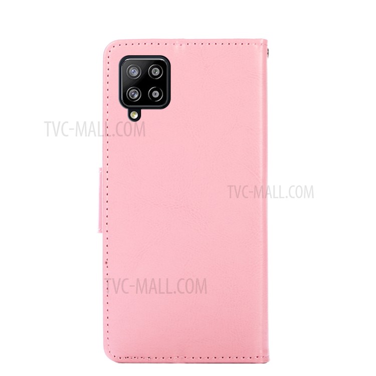 PU Leather Case Cover for Samsung Galaxy A42 5G Wallet Stand Design Protective Shell - Pink-7