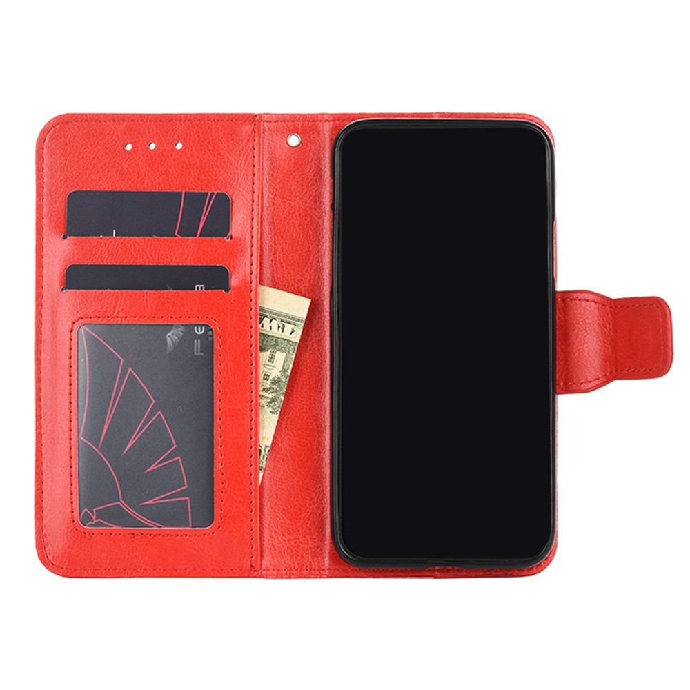 Cubierta de Caja de Cuero PU Para Samsung Galaxy A42 5G Diseño de Soporte de Billetera Protective Shell - Rojo