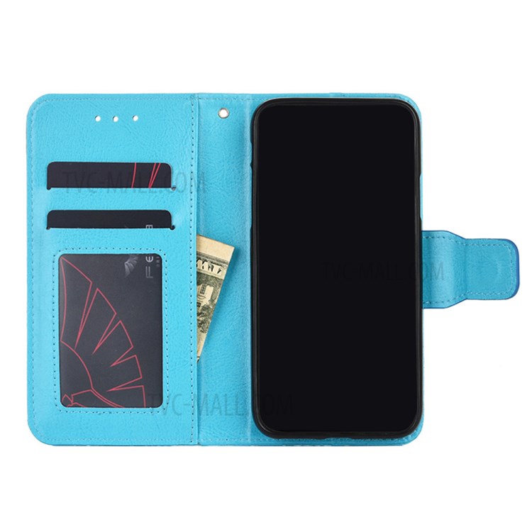 PU Leather Case Cover for Samsung Galaxy A42 5G Wallet Stand Design Protective Shell - Baby Blue-3