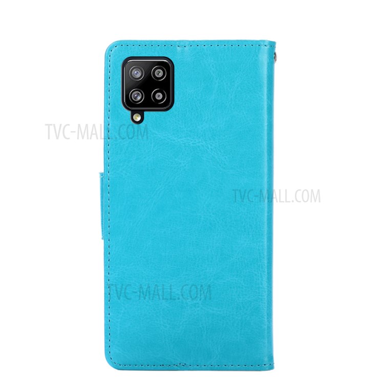 PU Leather Case Cover for Samsung Galaxy A42 5G Wallet Stand Design Protective Shell - Baby Blue-4