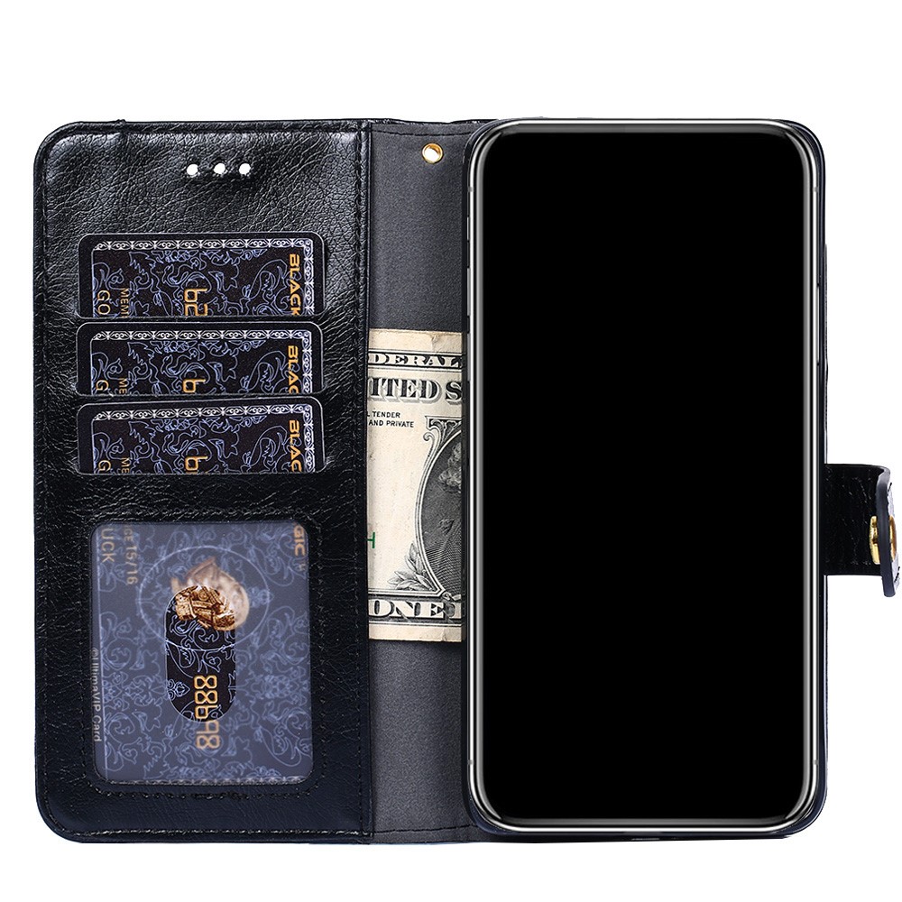 Leather Phone Case with Zipper Pocket for Samsung Galaxy A42 5G Wallet Stand Design Shell - Black-7