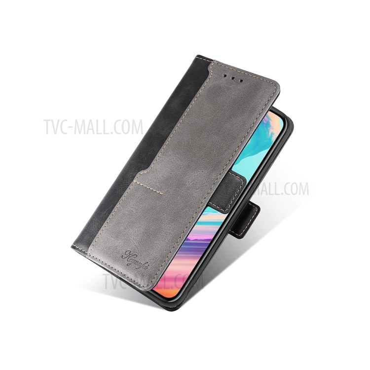 Side Magnetic Clasp Leather Phone Cover Case with Card Slots for Samsung Galaxy A32 - Grey/Black-3