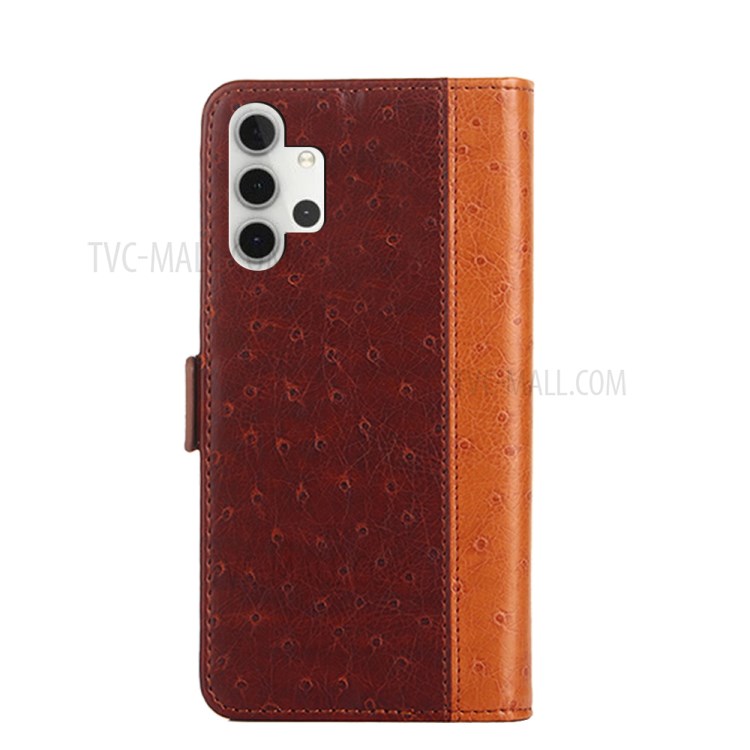 Wallet Stand Design Ostrich Texture PU Leather Phone Case for Samsung Galaxy A32 - Brown-9