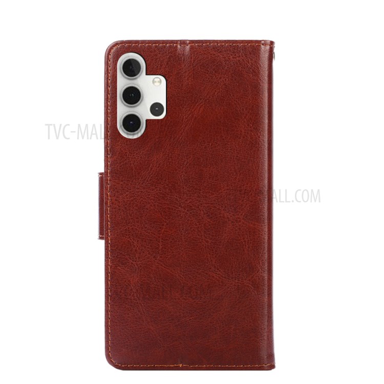 TPU + PU Leather Wallet Phone Stand Cover Case for Samsung Galaxy A32 5G - Brown-11