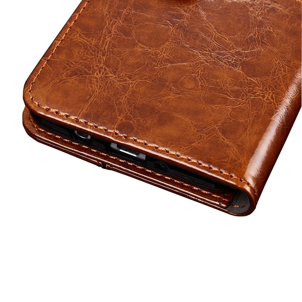 Geometric Splicing Leather Phone Cover for Samsung Galaxy A32 5G Wallet Stand Design Case - Light Brown-6