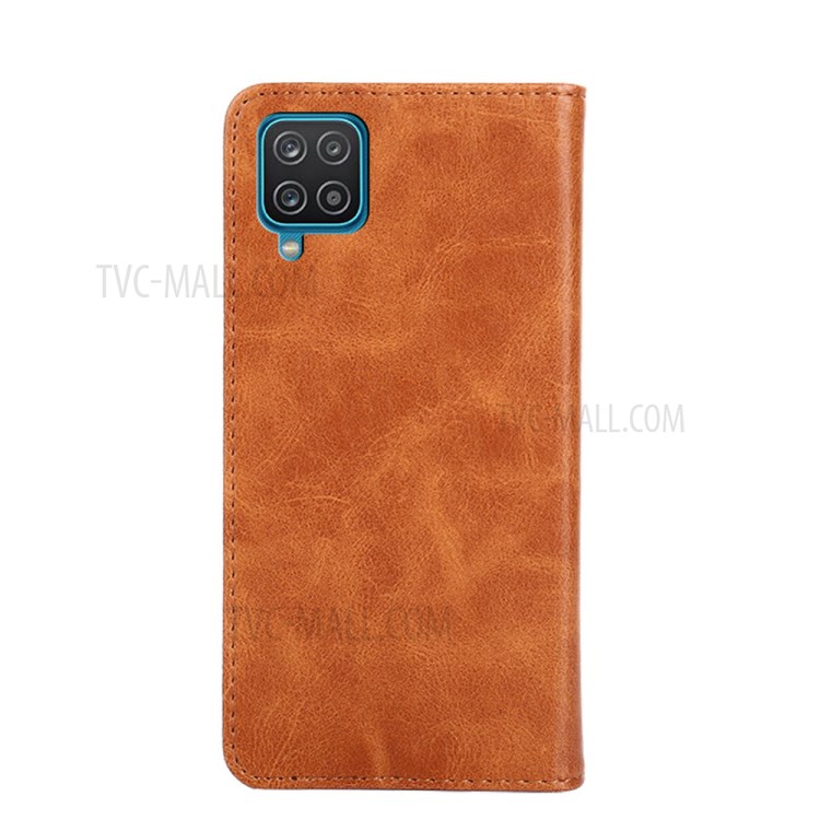Stand Wallet Design Retro Style Leather Phone Cover Case for Samsung Galaxy A12 - Brown-7