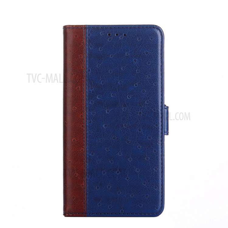 Ostrich Texture PU Leather Phone Case with Wallet Stand Design for Samsung Galaxy A12 - Blue-1