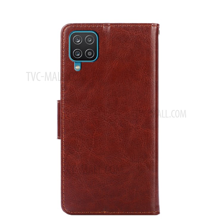 Wallet Stand Design TPU + PU Leather Cover Case for Samsung Galaxy A12 - Brown-11